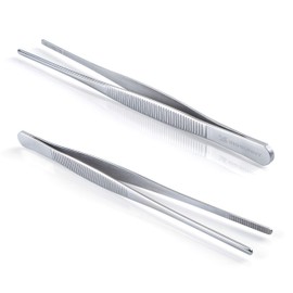 MSY BIGSUNNY 21.6 cm Stainless Steel Food Tweezer, Precision Serrated Tips Food Tongs, Set of 2