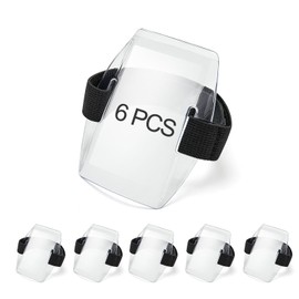 XCRUI XCRUI 6Pcs Arm Badge Holder Armband ID Card Holder Waterproof Armband Badge with Adjustable Elastic Strap for Office Staff, Students, Employees, Universal Size, Transparent