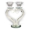 Clear Crystal Heart Shaped Candle Holder Two Taper Candles Shiny