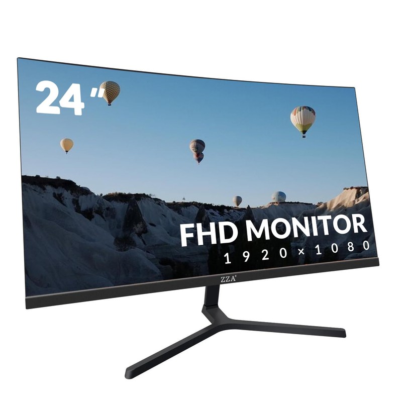 ZZA 24" Curved Gaming Monitor, Support 100Hz, Full HD 1920x1080,