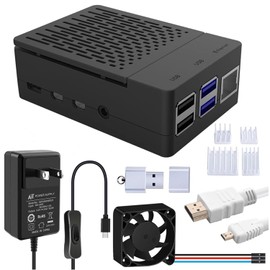 GeeekPi Case with PWM Fan for Raspberry Pi 4, 18W 5V 3.6A USB-C Power Supply for Raspberry Pi 4, Heatsinks, USB Card Reader, Micro HDMI Cable, Micro HDMI to HDMI Adapter for Raspberry Pi 4 8GB/4GB/2GB