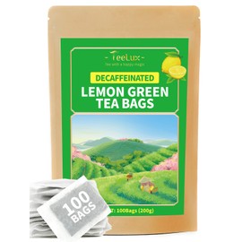 TeeLux Decaf Lemon Green Tea, Smooth Decaffeinated Green Tea with Refreshing Lemon Aroma & Flavor, 100 Count
