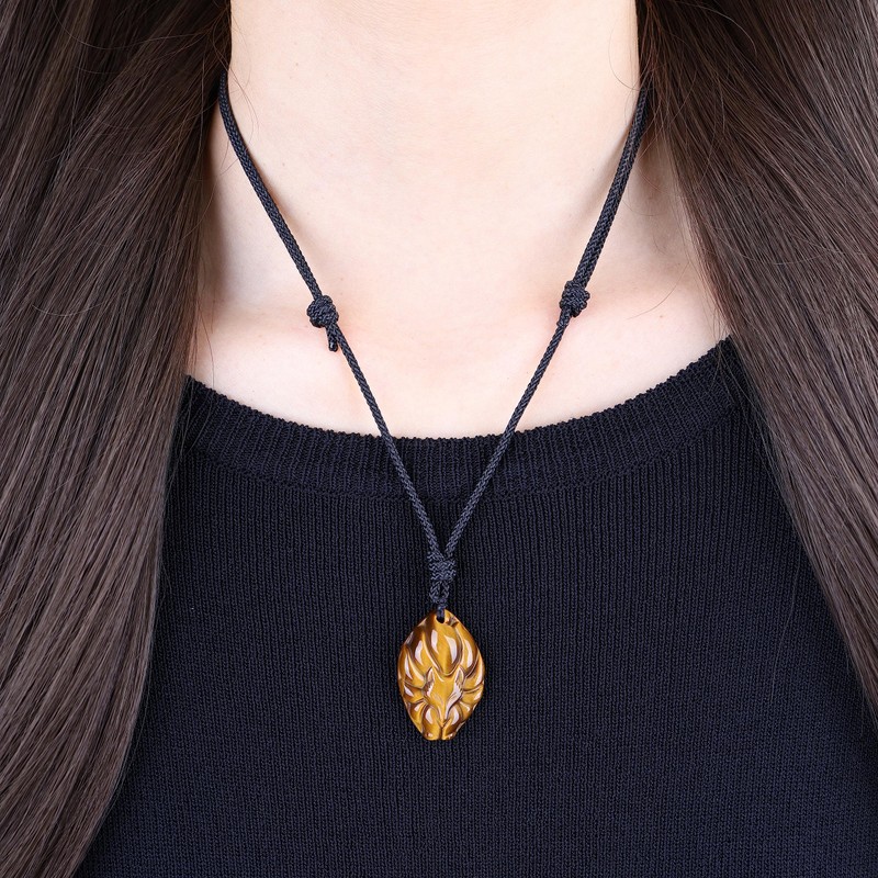 COAI Tiger Eye Nine Tailed Fox Necklace for Women Men