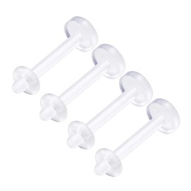 KJM Fashion Monroe Earrings Transparent Bioflex Labret 1.2 mm 16 g Pack of 4, Acrylic