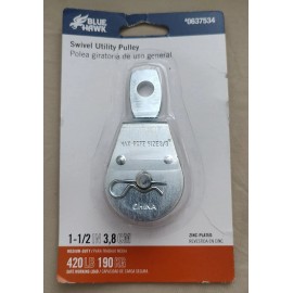 Blue Hawk (1)Blue Hawk 1-1/2" Swivel Utility Pulley Zinc Plated 420Lb Load