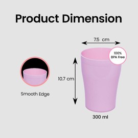 ECO 4 Pack Hard 420ml Plastic Cups Reusable | Stackable Plastic Tumblers for Parties | Pink Toddler Cup for Everyday Use | Unbreakable Kids Cups for Picnics, BBQ and Travels (Small 300ml, Pink)