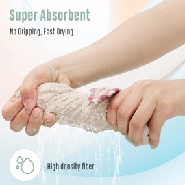 2Pcs Microfiber Hair Drying Cap,Hair Towel Cap,Fast Coral Velvet Drying Towel Bow-Knot,Quick Dry Fast Drying Caps for Women (Khaki+Green, One Size)