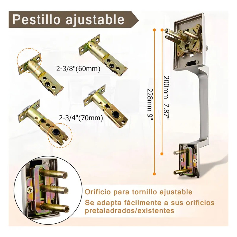 Cerradura Manija Banna TD-0925 Puerta Principal Aleación Zinc Reversible Ajustable