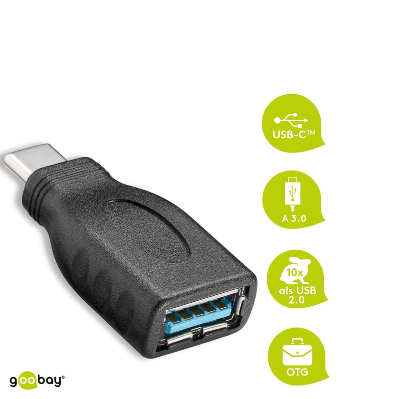 Goobay 45395 USB-C to USB A 3.0 Adapter, Black
