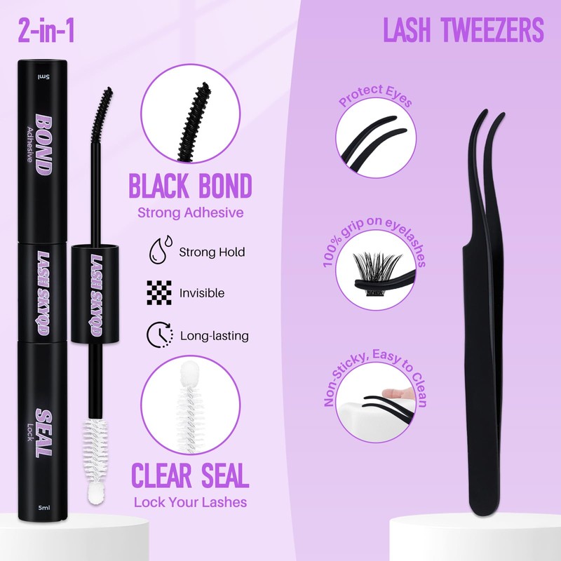Lash Clusters Kit 570Pcs Individual Cluster Lash Extensions Kit 40D+50D+60D+80D+100D+150D