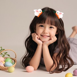 Easter Hair Clip for Women White Rabbit Carrot Claw Clips Cute White Rabbit Hair Barrettes Strong Hold Bunny Hair Accessories Easter Party Favors Gift 2PCS