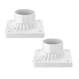Darkaway Outdoor Post Light Base Mount, Post Light Adapter 3'' Pier Mount Base with White Finish for Deck Porch Patio, 5.5" W x 5.5" D x 2.75" H (2Pack, White)