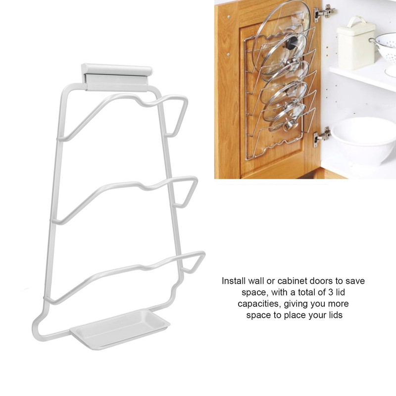 Pot Lid Organizer 30kg Load 3 Lid Capacity S Shaped