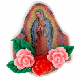 Set of 2 Our Lady of Guadalupe Pin 3D Clay Roses Lapel Mask Tie Tack Veil Pin