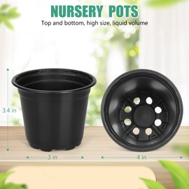 DUNPUTE 60 Pack 4 Inch Nursery Pots for Plants, Plastic Seeds Starter Pots with Drainage Holes, Small Plastic Plant Nursery Pots for Succulents Seedling Cutting Transplanting (60, 4 Inch)