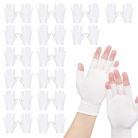 atnayo 15 Pairs of Fingerless Cotton Gloves for Dry Hands,Moisturising Gloves for Eczema, for Sleeping Eczema Spa, Skin Treatment