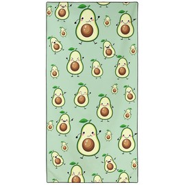 Violetpos Quick Drying and Lightweight Beach Towels, Beach Towel, Large, 90 x 180 cm, Quick-Drying Microfibre, Printed with Funny Fruit, Avocado, Green