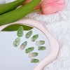 30Pcs Green Press on Nails Medium Almond Fake Nails with