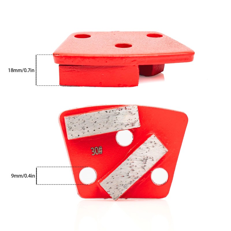 3PCS Trapezoid Diamond Grinding Disc, 30 Grit Metal Bond Floor