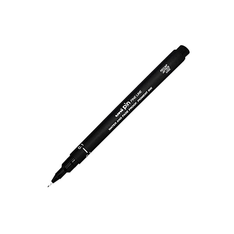 Uni Pin Fineliner Drawing Pen 0.1mm Tip Black Dark Grey