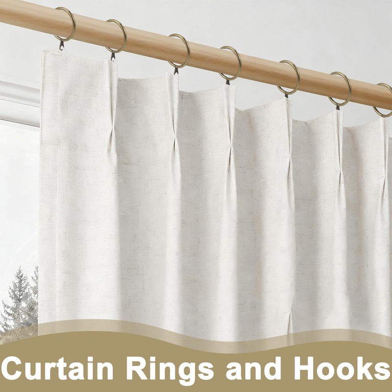 100 PCS Brass Curtain Rings and Hooks Set, 30mm Internal