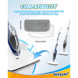 KEEPOW Steam Mop Pads Compatible with GorFanty Steam Mop Model GF-6610B/GF-6610, 3 Pack Washable and Reusable Microfiber Mop Replacement Pads Highly Absorbent, More Wider Fastener