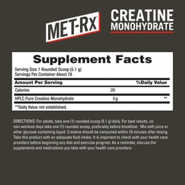 MET-Rx MET RX Creatine Monohydrate Powder Supplement for Athletes Unflavored 400 gr