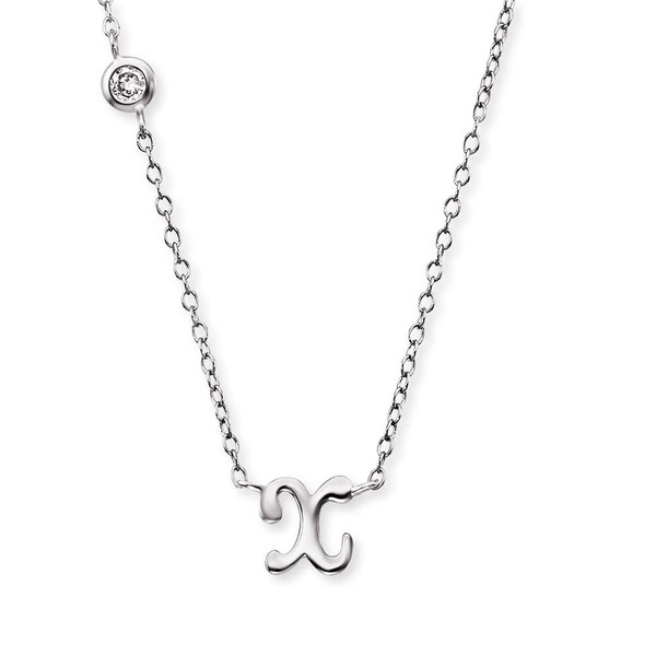 Angel Whisperer ERN-INITIAL-X Pendant with Chain Letter X Rhodium-Plated