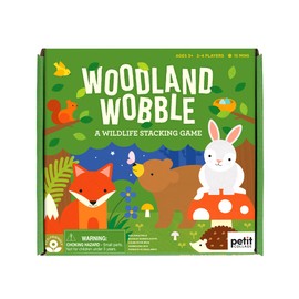 Petit Collage: Woodland Wobble | Wooden Stacking Game for Kids | Roll The Die and Stack The Objects on The Mushroom | Don't let The Tower Fall!| Great for Ages 4+
