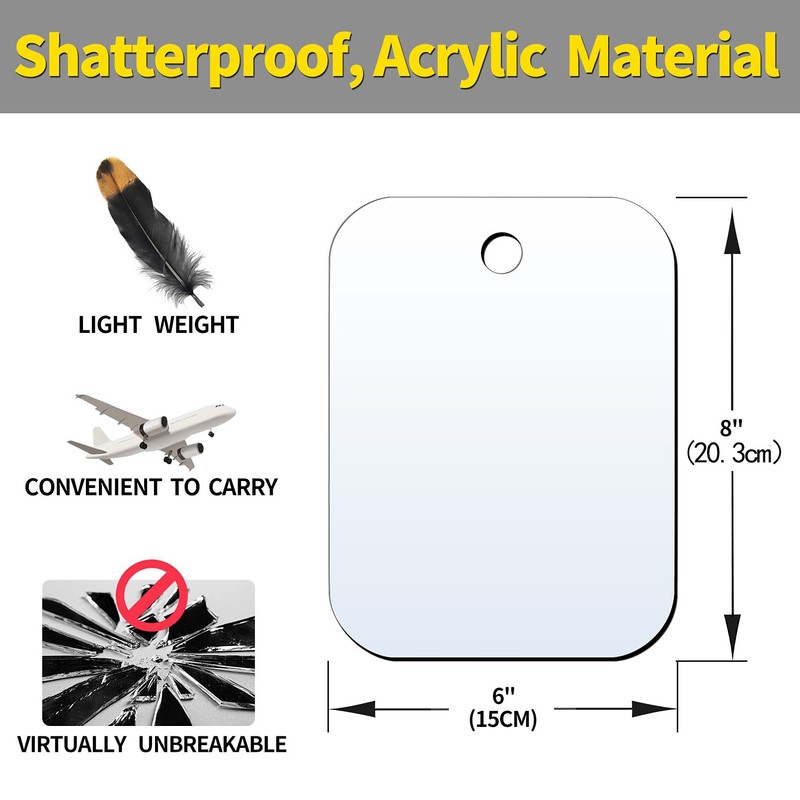 Shaving Mirror, Unbreakable Shower Mirrors, (Medium,2pack(6 inches x8 inches )