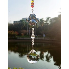 Pet Dog Memorial Gifts Paw Print Sun Catcher Crystals Prisms Hanging Dog Sympathy Window Garden Decor Wind Chime Rainbow Bridge Gifts for Loss Friend Birthday (1pcs Ball)