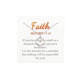 Pingyongchang Faith God Pendant Necklace for Women Men Dainty Gold Silver Plated Stainless Steel Choker Tiny Move Mountains Mustard Seed Charm Choker Christian Baptism Birthday Jewelry Gift-D Silver