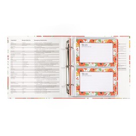 Shannon Road Gifts Binder with Plastic Page Protectors and Recipe Cards, 8 x 9-Inches, Red Floral