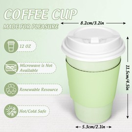 JarThenaAMCS 50Pcs Easter Mallard Duck Sage Green Disposable Coffee Cups with Lids and Sleeves 12oz Insulated To Go Paper Cups for Home Restaurant Travel Business Party Supplies