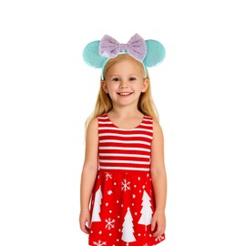 Emotionlin Sparkle Mouse Ears Headband for Girls, Women, and Kids – Glitter Sequin Bow Hairband for Costumes, Holiday Events, Birthday Dress-Up, Christmas, Theme Park & Character Party Looks