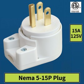 USA Canada Nema 5-15P 15AMP 125V Household 3 Pole DIY Right Angle AC Plug 90 Degree 12 Directions Adjustable Plug White ETL Listed (1)