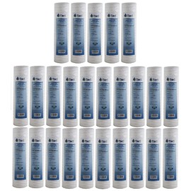 Tier1 30 Micron 10 Inch x 2.5 Inch | 25-Pack String Wound Polypropylene Whole House Sediment Water Filter Replacement Cartridge | Compatible with Pentek CW-MF, 155187-43, W30W, Home Water Filter