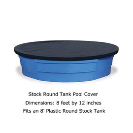YardJoyliz 8ft Poly Stock Tank Pool Cover Waterproof Heavy Duty Plastic Round Stock Tank Swimming Pool Cover