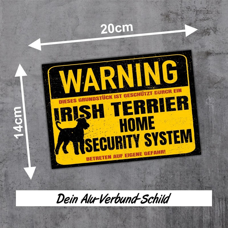 Irish Terrier Sign Warning Security System Door Sign Dog Sign