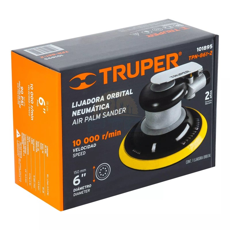 Truper TPN-861-2 6" industrial pneumatic orbital sander