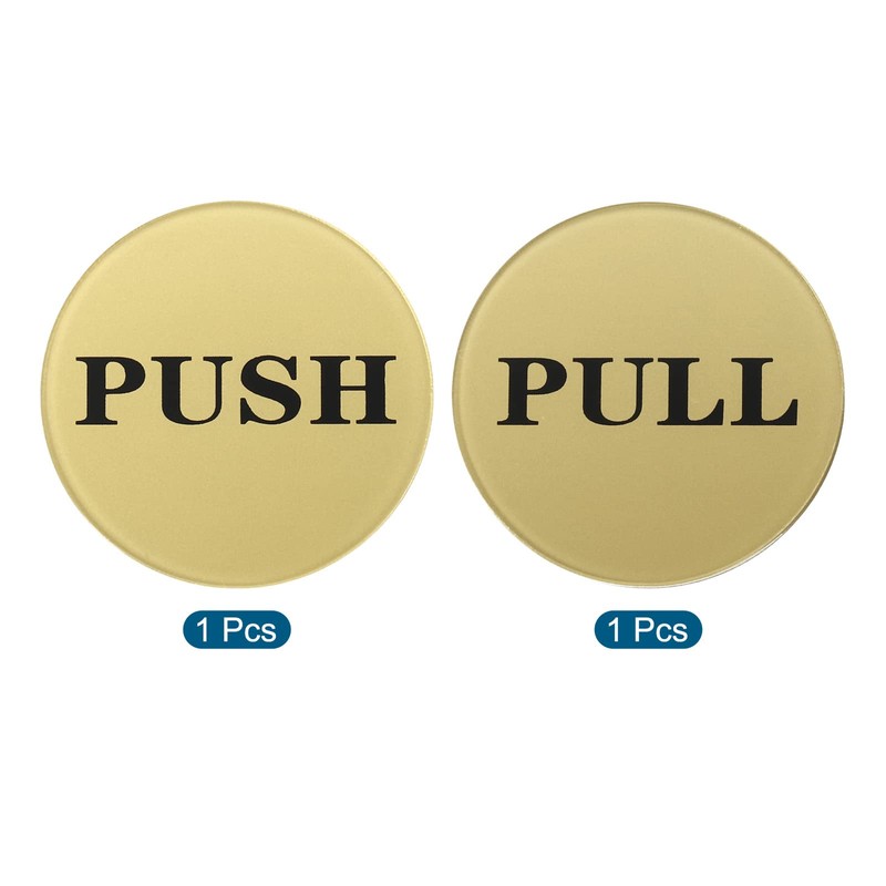 PATIKIL Push Pull Door Sign, 2 Pack Self-Adhesive Round Acrylic