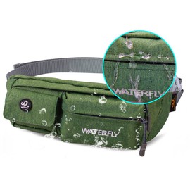 WATERFLY Flat Water Resistant Waist Bag and Belt Bag for Travelling, Cycling, Hiking, Camping, Festivals, green