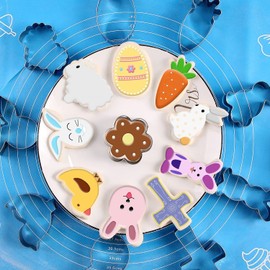 Eyglajdd Easter Cookie Cutter Set - 12 Pieces Stainless Steel Cookie Cutters for Baking