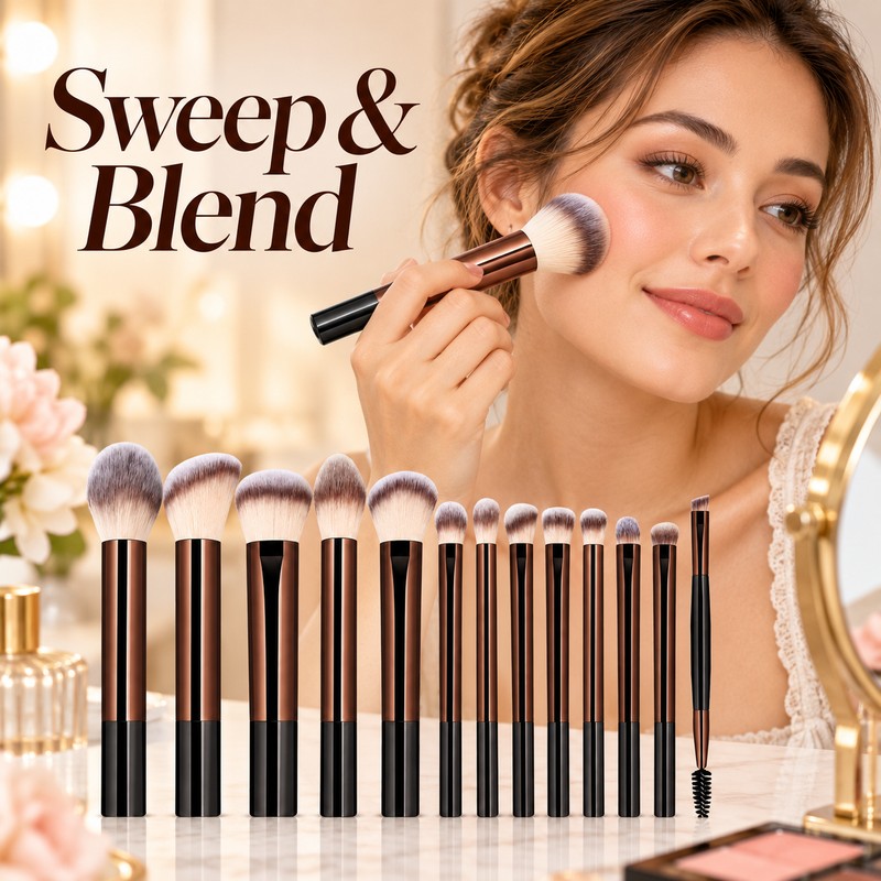 13-Piece Makeup Brush Set for Face & Eye Makeup –