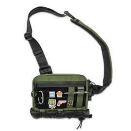 TACTICAL_GEEK Crossbody Shoulder Bag, Nylon Multipurpose Daypack, Chest Backpack Casual Shoulder for Daily Carry (Black Green-L3S-CR-Small)