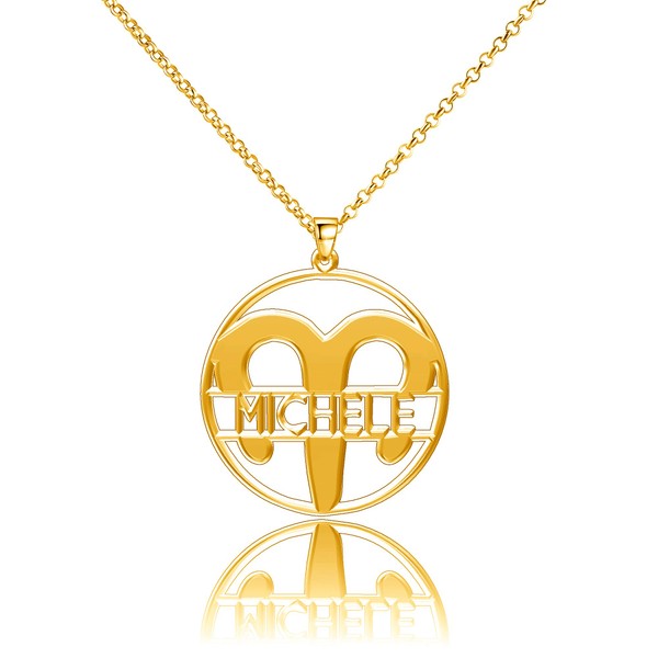 LoEnMe Jewelry Zodiac Signs Aries 925 Name Personalized Women Custom