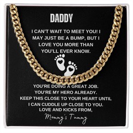 My Daddy Necklace Pregnancy Announcement For Dad To Be Baby Shower First Time Parents New Dad Fathers Day - Specification: Material-14k Yellow Gold Finish, Carat: Box-Lux LED