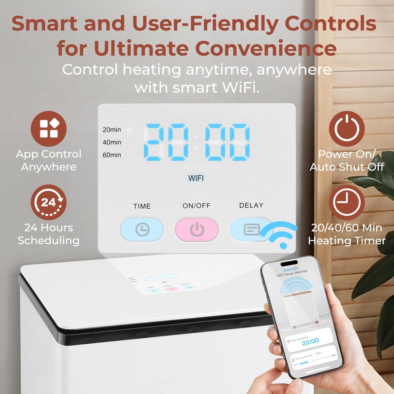 SereneLife WIFI Luxury Rectangle Towel Warmer - Spa & Bathroom