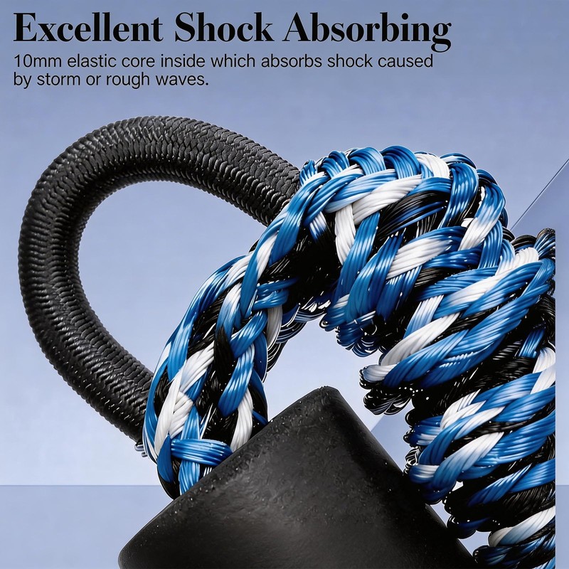 2 PK Blue Bungee Dock Lines for Boats 2FT with