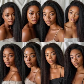 Kinky Straight Bundles Human Hair Natural Black Yaki Human Hair Bundle 16 18 20 Inch Kinky-Straight Hair Weave Unprocessed Remy Hair Extensions